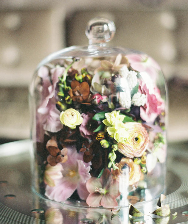 Large floral cloche wedding centrepiece