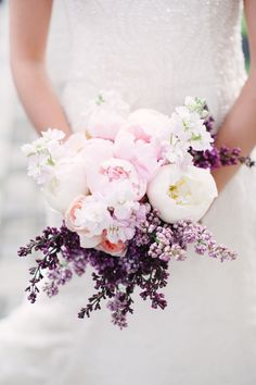 Lavener and pink bridal boquet