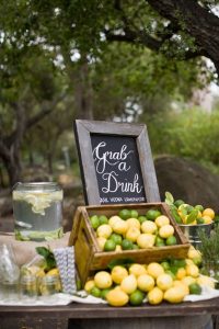 grab a drink refreshments signage with lemons and lime boxes 