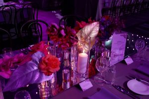 wedding function with purple backlighting