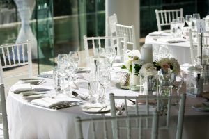 White tiffany chairs and table